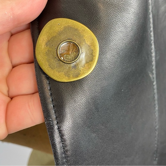 Nine West 90’s Y2K Vintage Classic Buttery Soft Leather Jacket M Brass Button - Picture 2 of 13